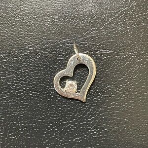 Pendant Charm Sterling Silver 925 Heart With Round Crystal Y2K Vintage